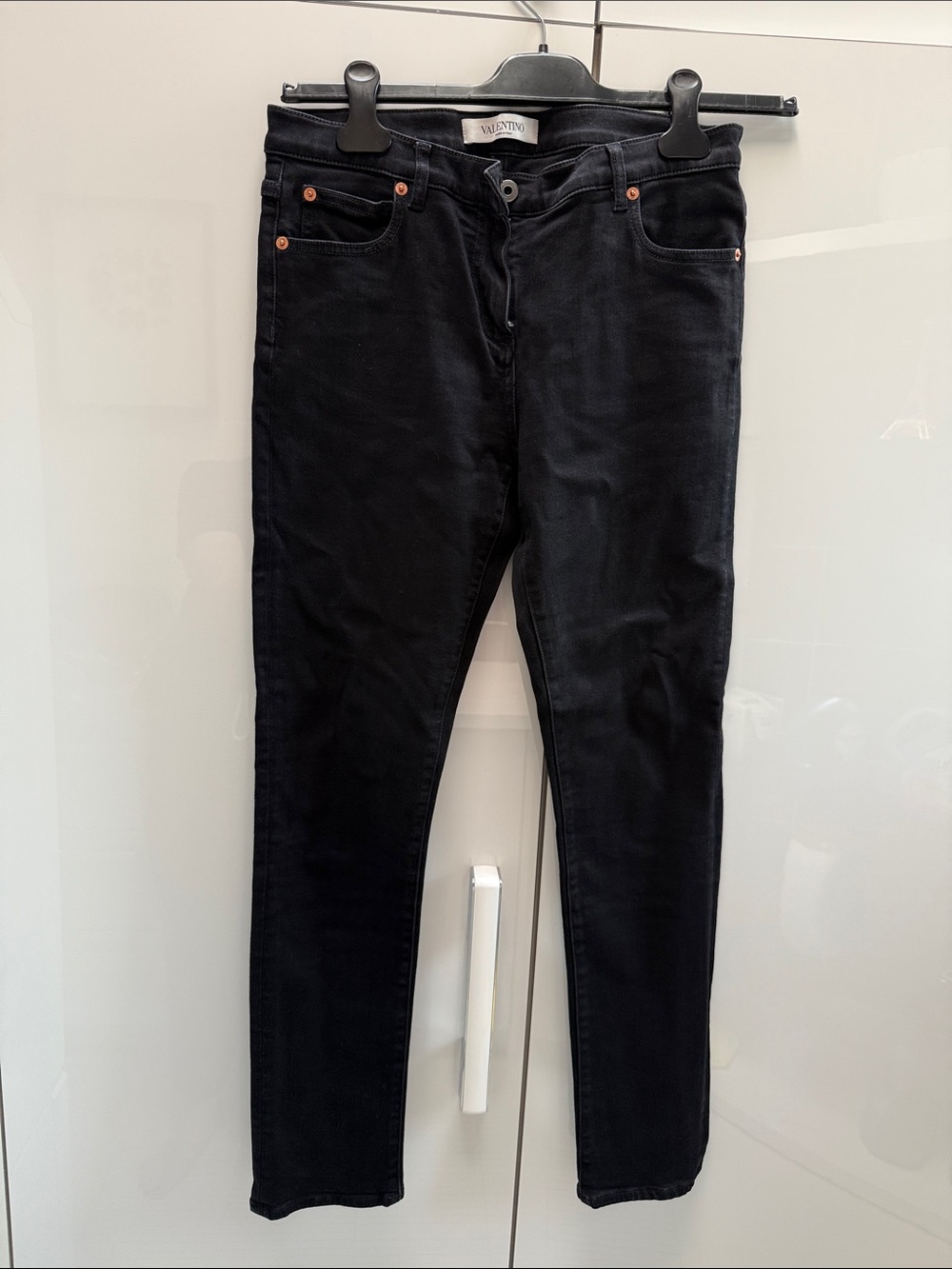 Valentino Black Skinny Denim Jeans with Copper Rivet Details